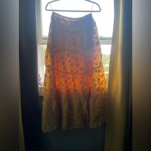 Mustard yellow Anthropologie flowy skirt